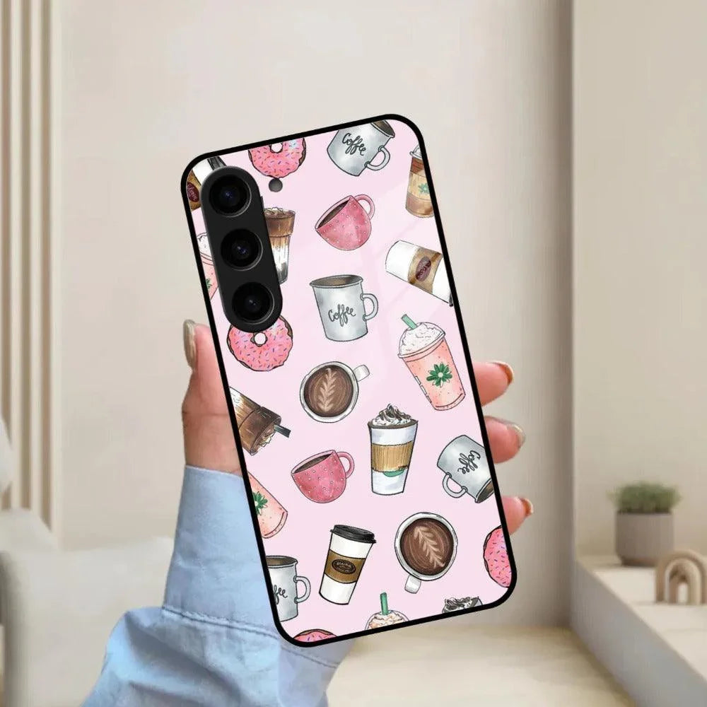 Cute Coffee Snacks Glass Case Cover For Samsung - ShopOnCliQ
