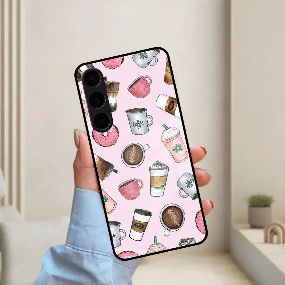 Cute Coffee Snacks Glass Case Cover For Samsung - ShopOnCliQ