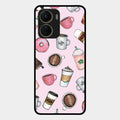 Cute Coffee Snacks Glass Case Cover For Vivo T2X 5G