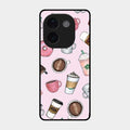Cute Coffee Snacks Glass Case Cover For Vivo T3 Pro 5G