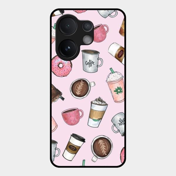 Cute Coffee Snacks Glass Case Cover For Vivo T4 Pro 5G