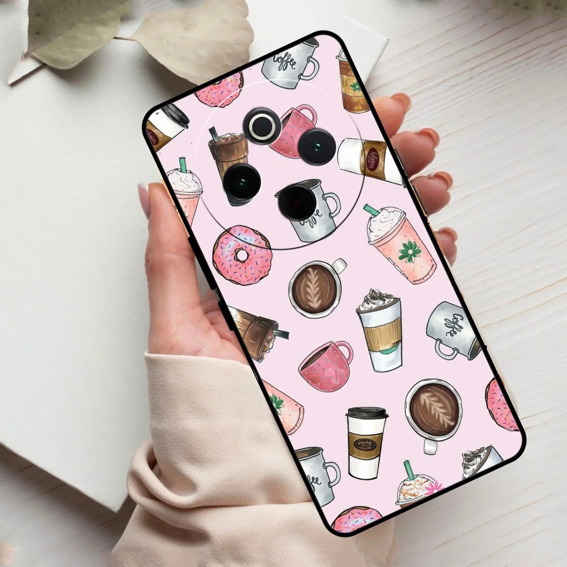 Cute Coffee Snacks Glass Case Cover For Vivo - ShopOnCliQ