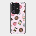 Cute Coffee Snacks Glass Case Cover For Vivo T4X 5G