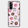 Cute Coffee Snacks Glass Case Cover For Vivo V20 Se