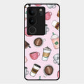 Cute Coffee Snacks Glass Case Cover For Vivo V29 Pro 5G