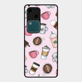Cute Coffee Snacks Glass Case Cover For Vivo V30 5G