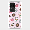 Cute Coffee Snacks Glass Case Cover For Vivo V30 Pro 5G
