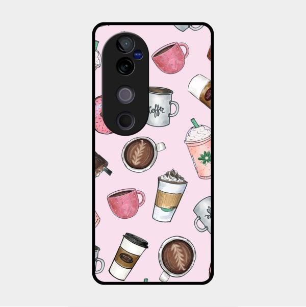 Cute Coffee Snacks Glass Case Cover For Vivo V40 Pro 5G