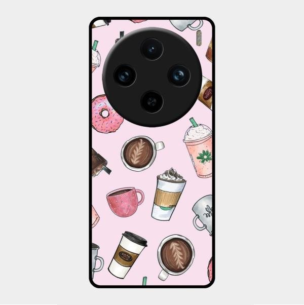 Cute Coffee Snacks Glass Case Cover For Vivo X100 Pro 5G