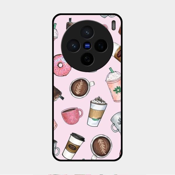 Cute Coffee Snacks Glass Case Cover For Vivo X200 5G