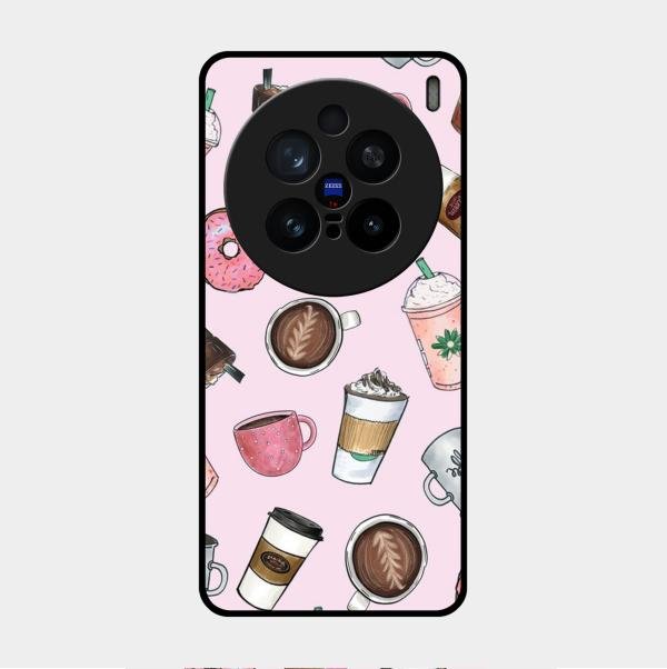Cute Coffee Snacks Glass Case Cover For Vivo X200 Pro 5G