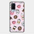 Cute Coffee Snacks Glass Case Cover For Vivo X60 5G