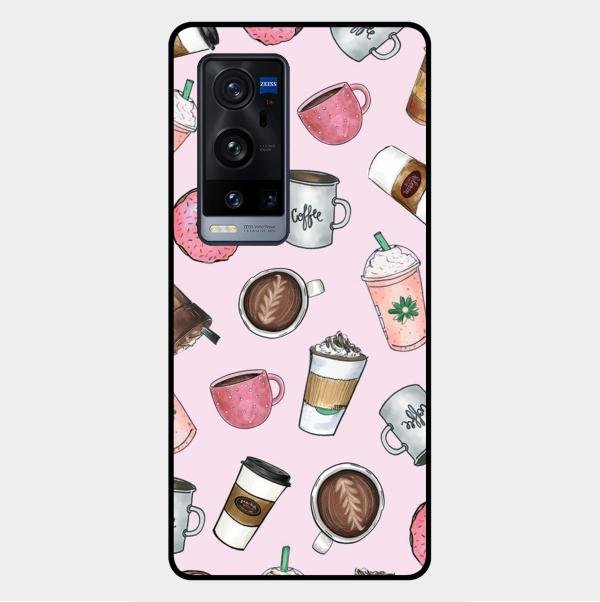 Cute Coffee Snacks Glass Case Cover For Vivo X60 Pro Plus 5G