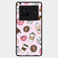 Cute Coffee Snacks Glass Case Cover For Vivo X80 5G
