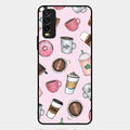 Cute Coffee Snacks Glass Case Cover For Vivo Y12G