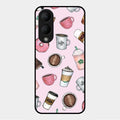 Cute Coffee Snacks Glass Case Cover For Vivo Y17S