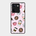 Cute Coffee Snacks Glass Case Cover For Vivo Y200 Pro 5G