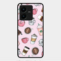 Cute Coffee Snacks Glass Case Cover For Vivo Y22