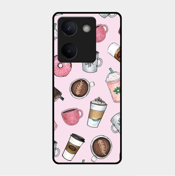 Cute Coffee Snacks Glass Case Cover For Vivo Y300 Plus 5G