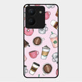 Cute Coffee Snacks Glass Case Cover For Vivo Y36
