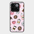 Cute Coffee Snacks Glass Case Cover For Xiaomi 14 5G
