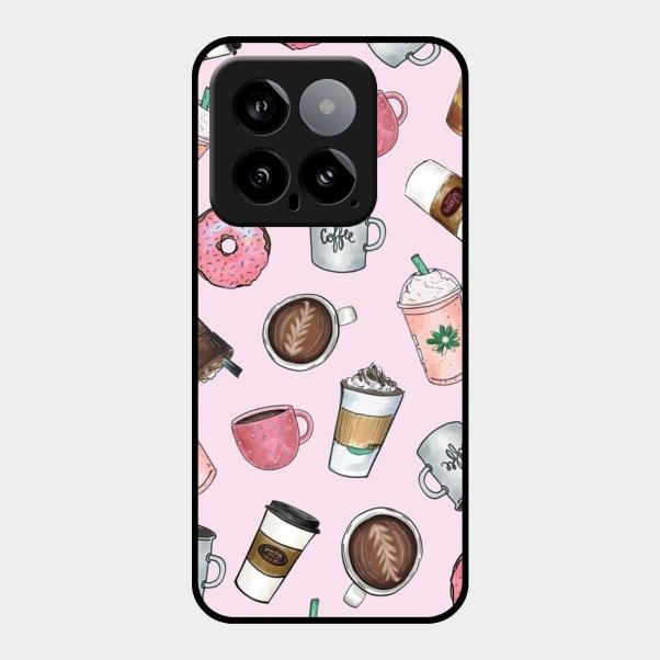 Cute Coffee Snacks Glass Case Cover For Xiaomi 14 5G