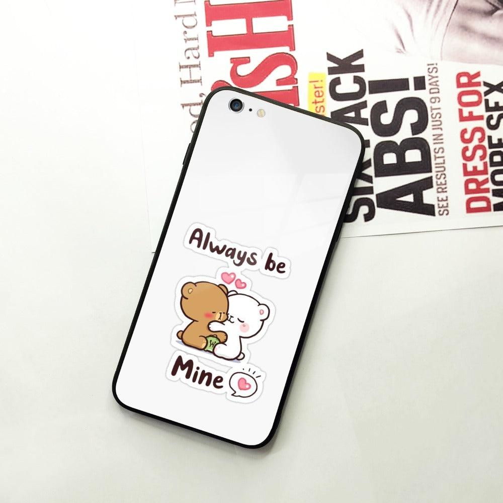 Cute Cuddle Bears Glass Case Cover For iPhone