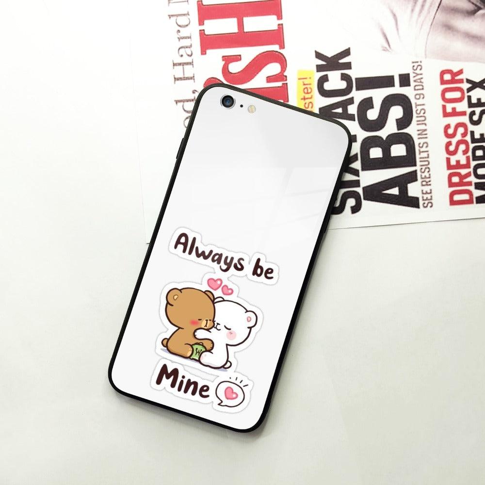 Cute Cuddle Bears Glass Case Cover For iPhone