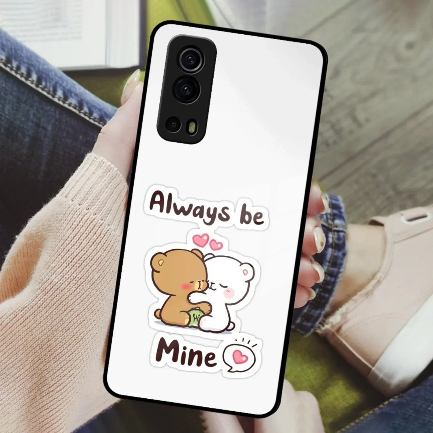 Cute Cuddle Bears Glass Case Cover For Vivo - ShopOnCliQ