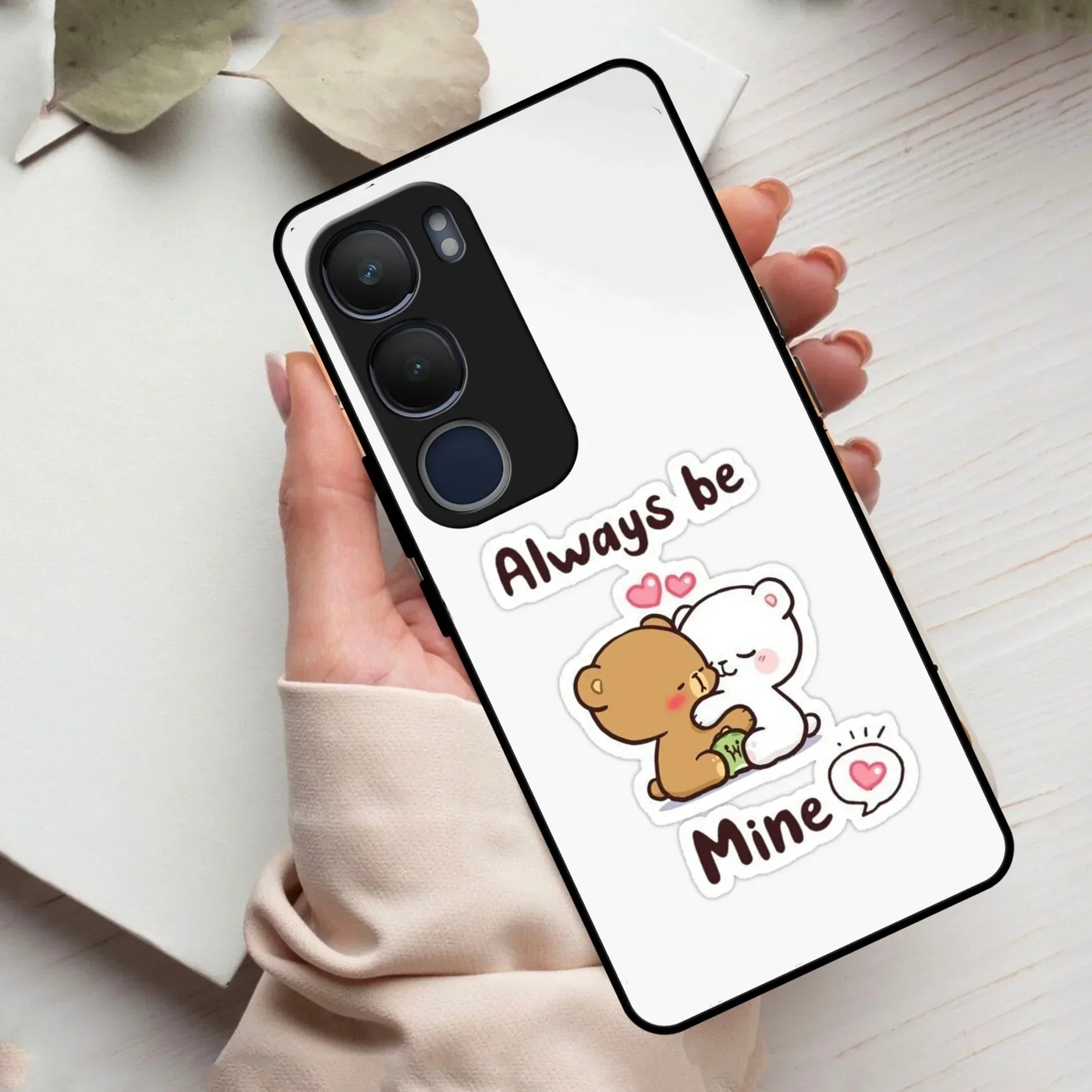 Cute Cuddle Bears Glass Case Cover For Vivo - ShopOnCliQ
