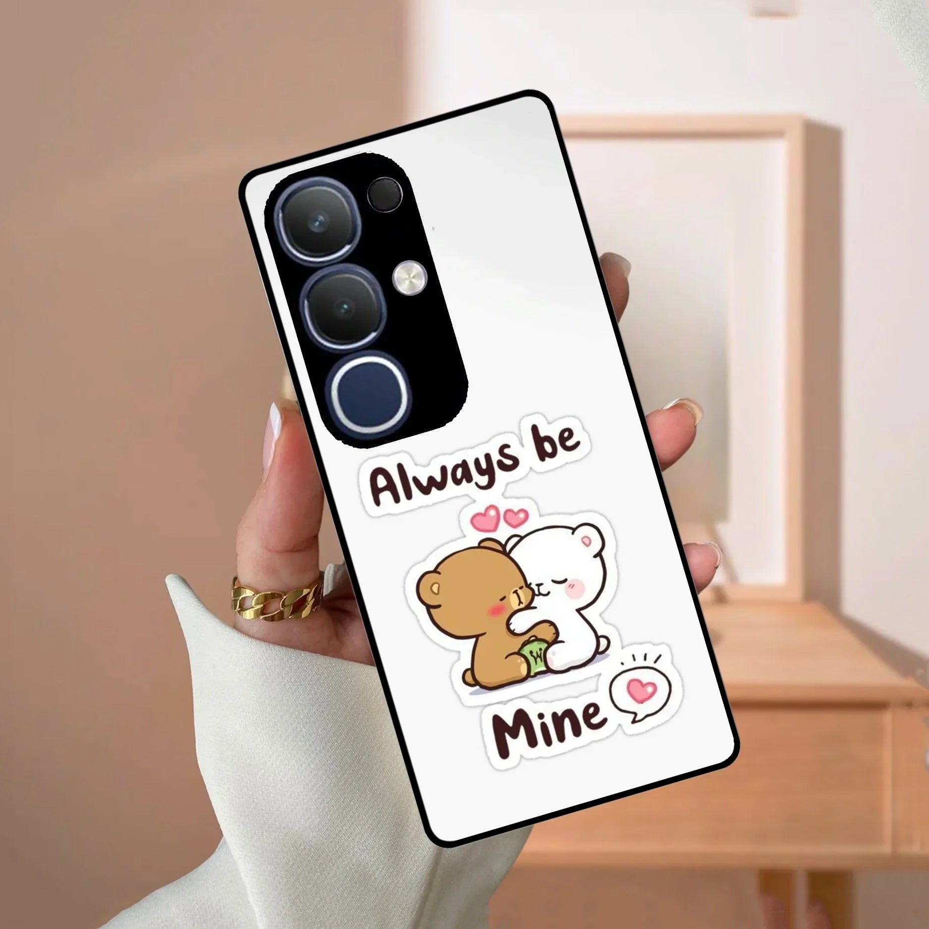 Cute Cuddle Bears Glass Case Cover For Vivo - ShopOnCliQ