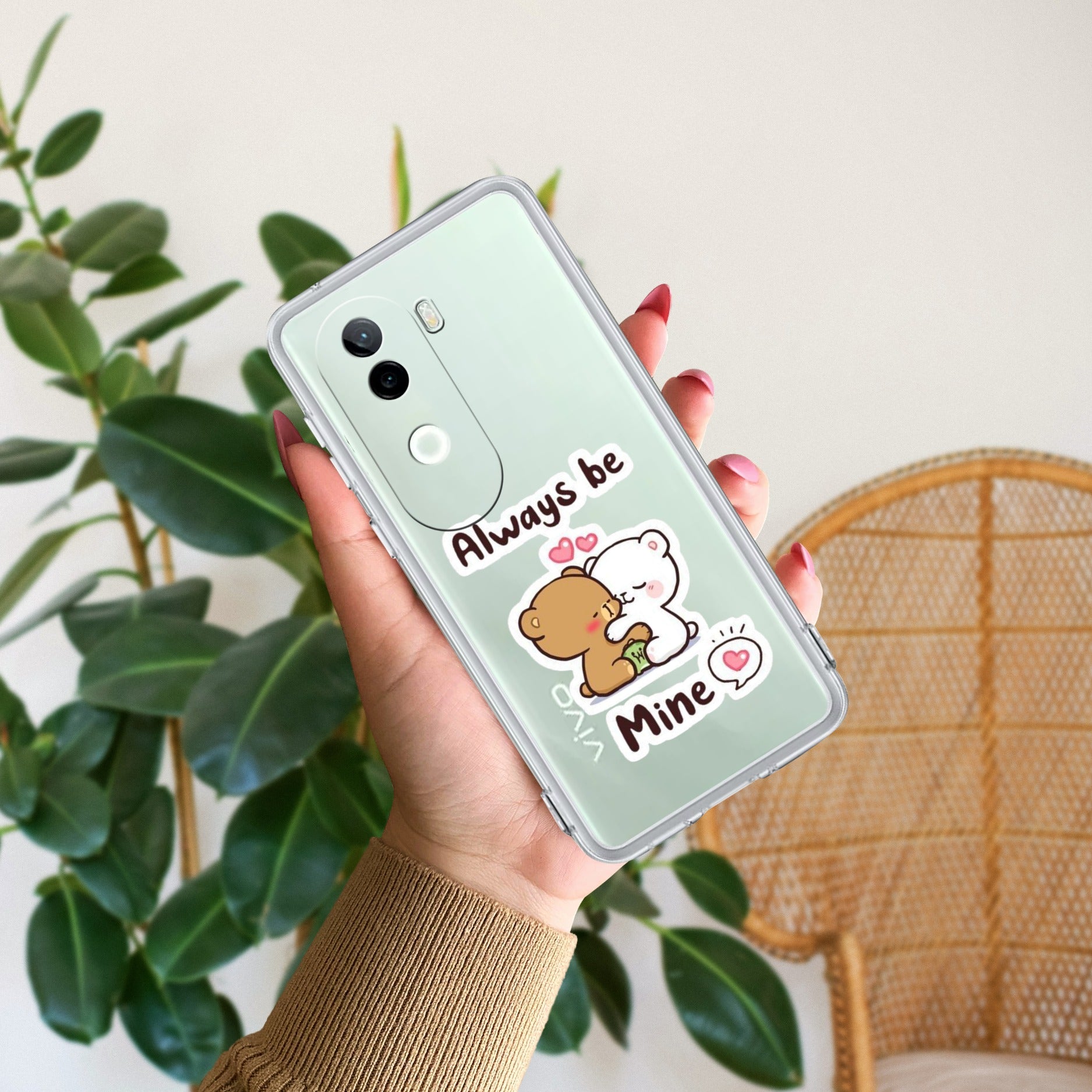 Cute Cuddle Bears Transparent Silicon Case For Vivo V40e 5G