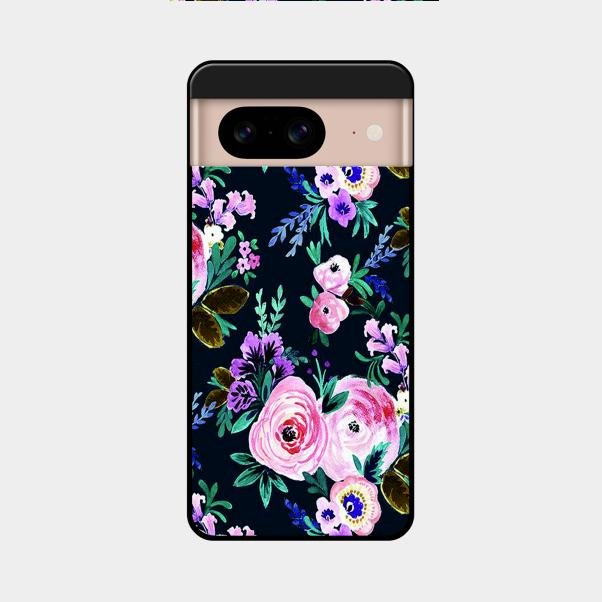 Cute Floral Glass Case Cover For Google Pixel 8 5G
