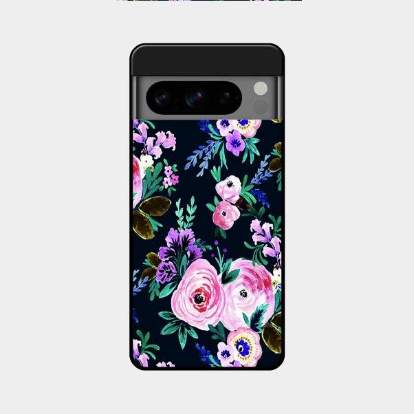 Cute Floral Glass Case Cover For Google Pixel 8 Pro 5G