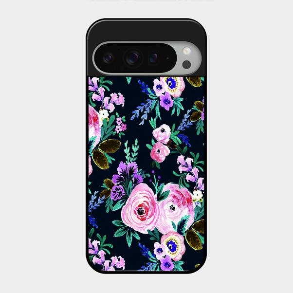 Cute Floral Glass Case Cover For Google Pixel 9 Pro Xl