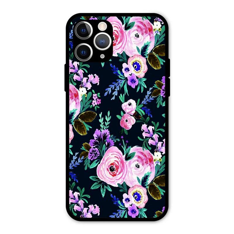 Cute Floral Glass Case Cover For iPhone 11 Pro
