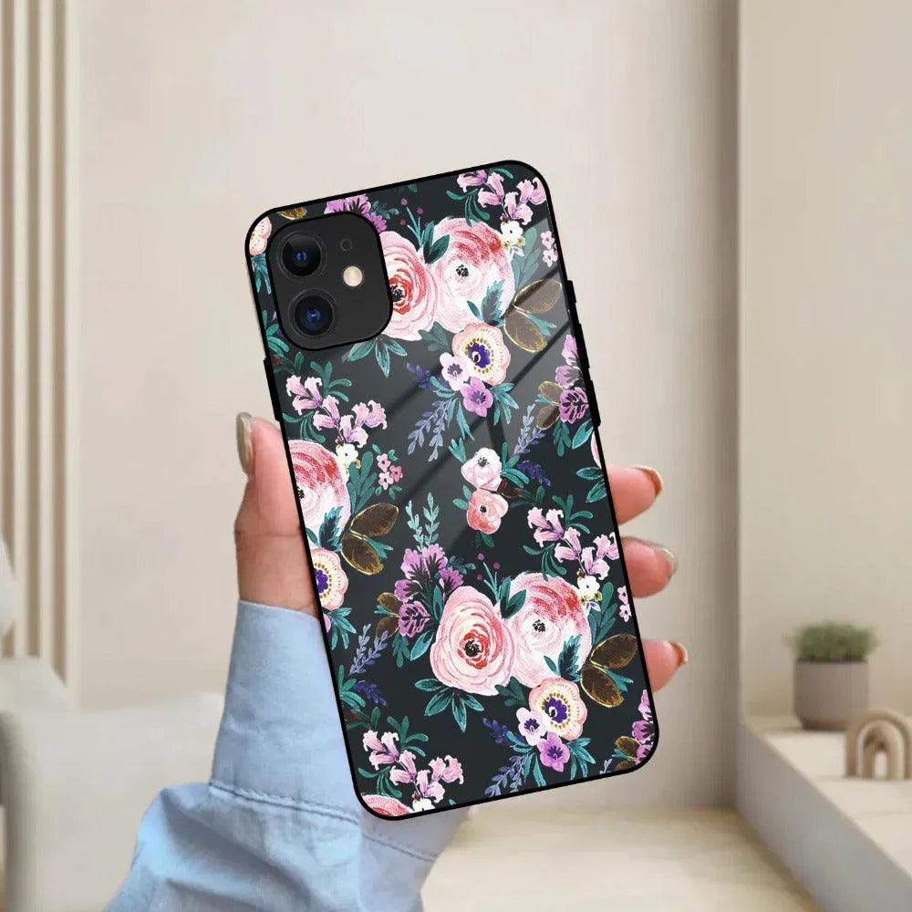 Cute Floral Glass Case Cover For iPhone - ShopOnCliQ