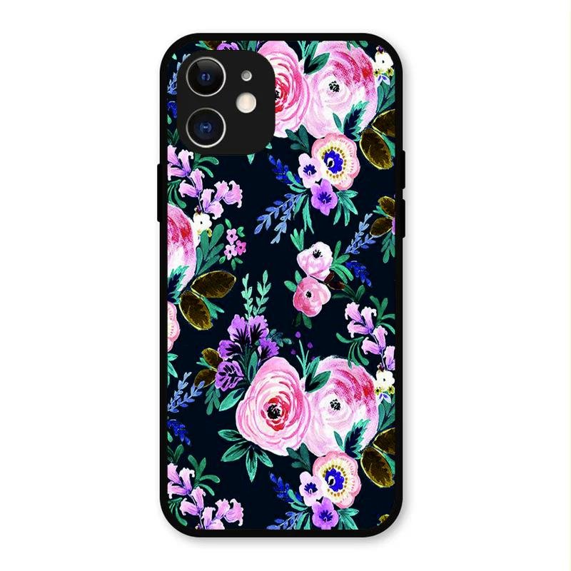 Cute Floral Glass Case Cover For iPhone 12