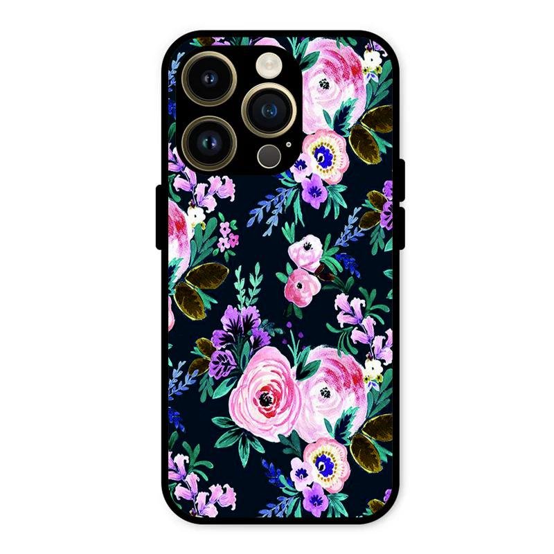 Cute Floral Glass Case Cover For iPhone 14 Pro Max