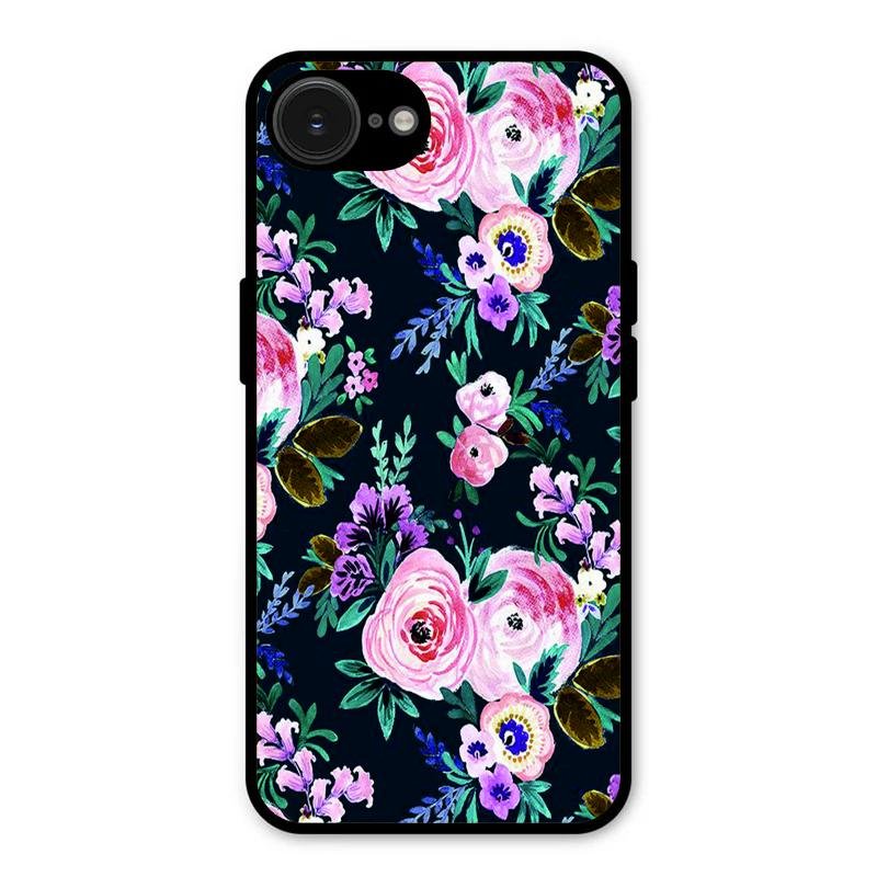 Cute Floral Glass Case Cover For iPhone 16e