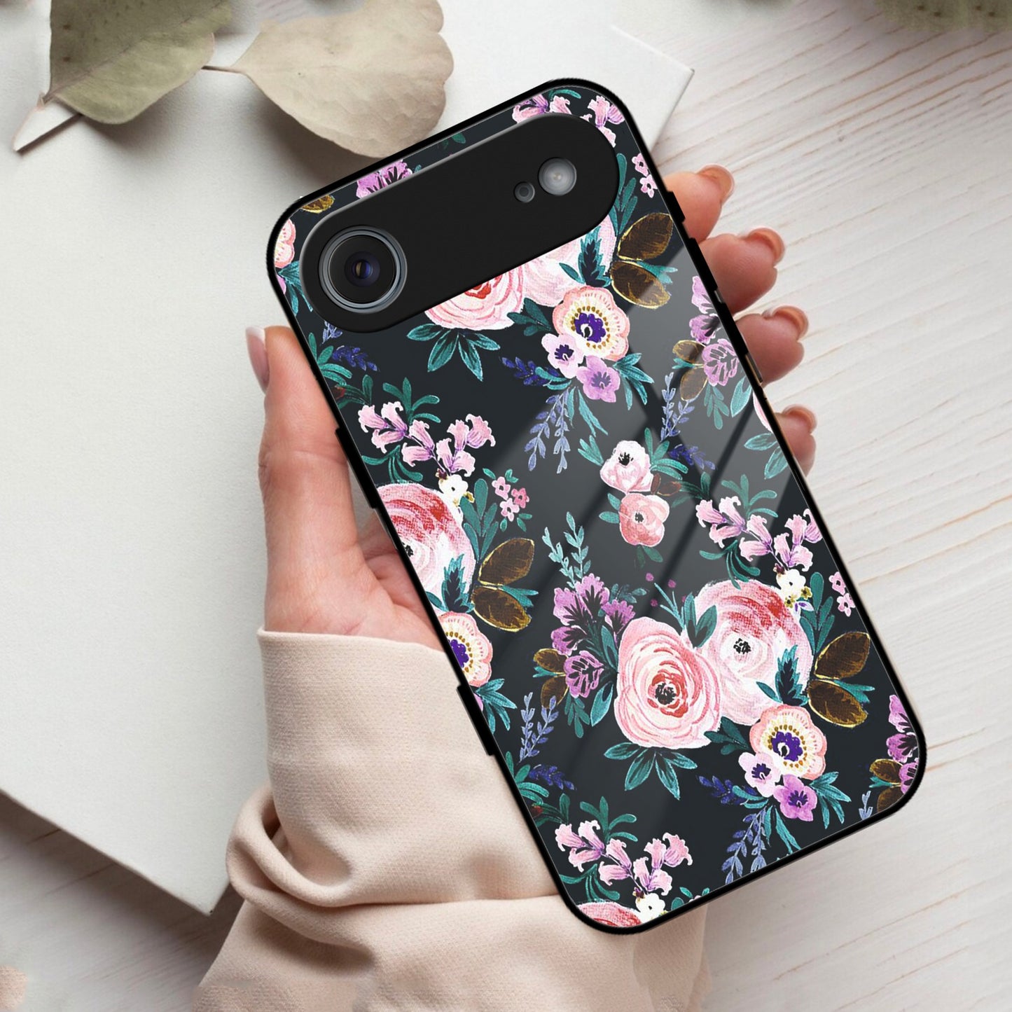 Cute Floral Glass Case Cover For iPhone