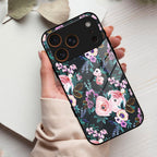 Cute Floral Glass Case Cover For iPhone 17 Pro Max