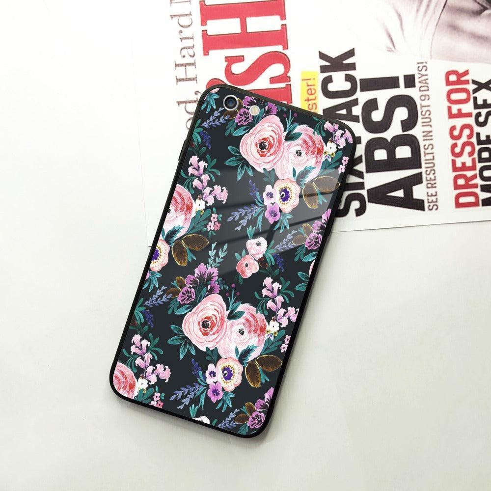 Cute Floral Glass Case Cover For iPhone - ShopOnCliQ