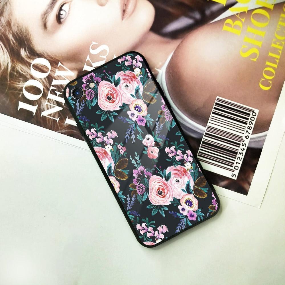 Cute Floral Glass Case Cover For iPhone - ShopOnCliQ
