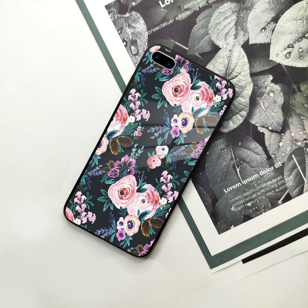 Cute Floral Glass Case Cover For iPhone