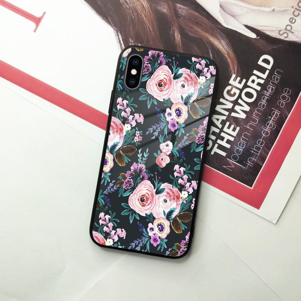 Cute Floral Glass Case Cover For iPhone - ShopOnCliQ