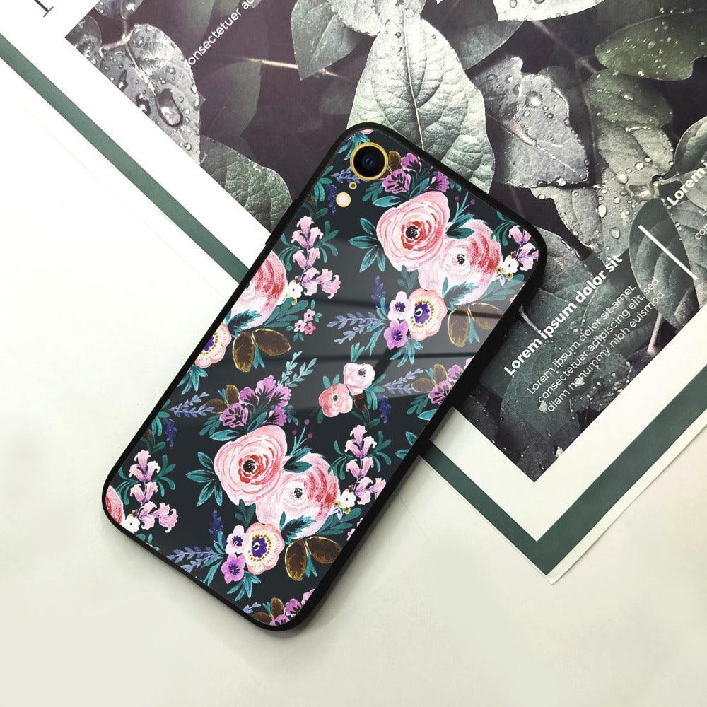Cute Floral Glass Case Cover For iPhone - ShopOnCliQ
