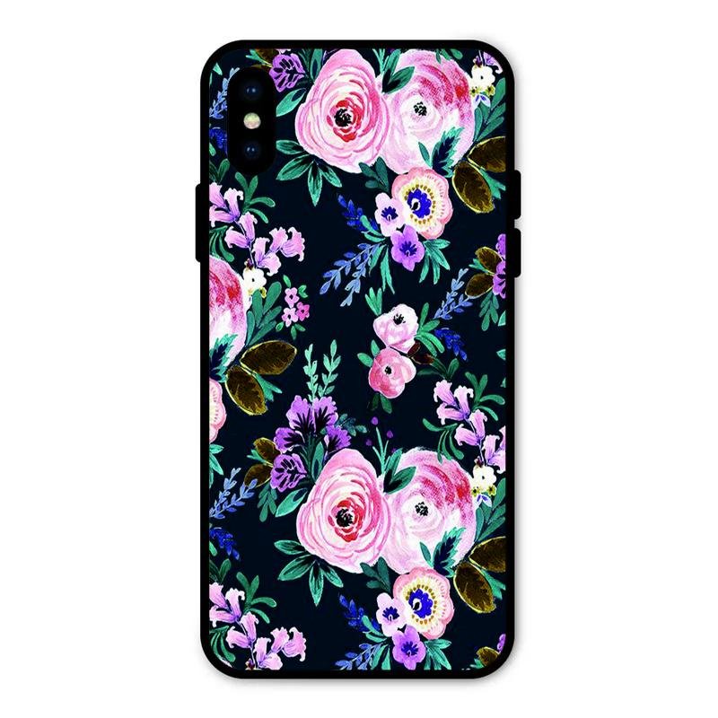Cute Floral Glass Case Cover For iPhone XS