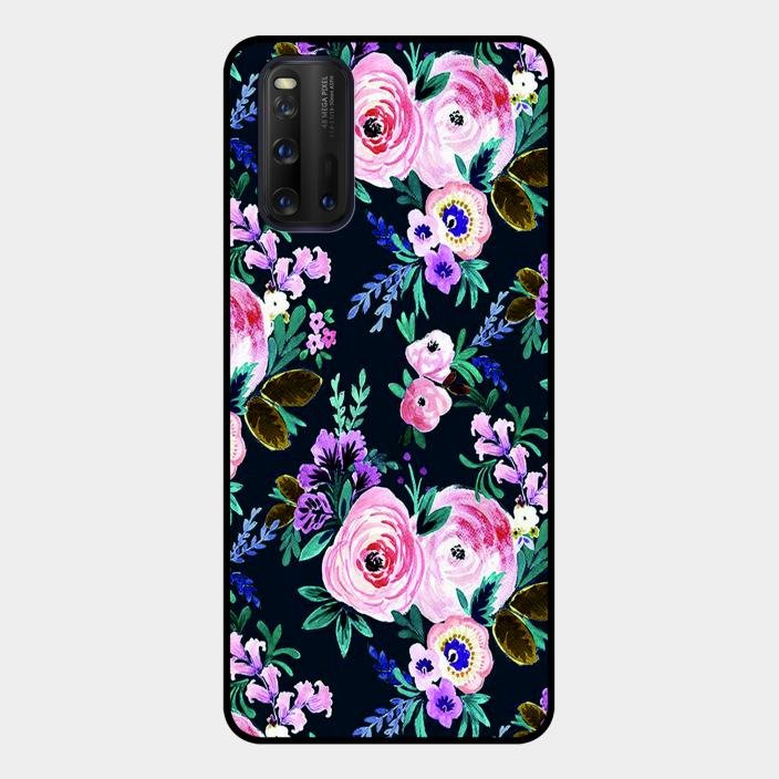 Cute Floral Glass Case Cover For Iqoo 3 5G