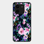 Cute Floral Glass Case Cover For Iqoo Z9X 5G